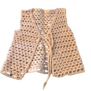 Handmade Vintage Crochet Kids Sweater Vest - Pink